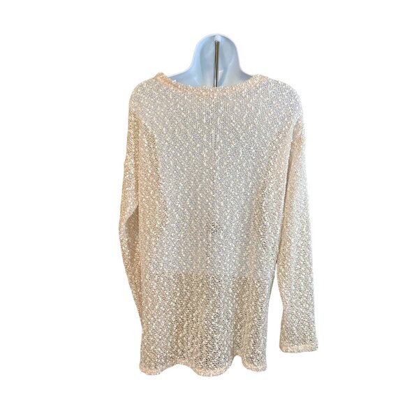 Aeropostale Womens Sweater Small Beige Long Sleeve Metallic Textured Minimalist - Picture 3 of 8